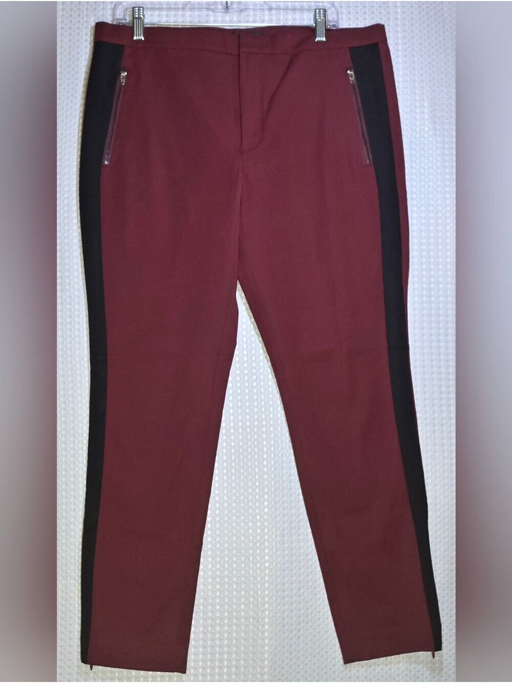 Banana Republic Burgundy Ankle Pants with Black Side Stripe - Picture 12 of 12